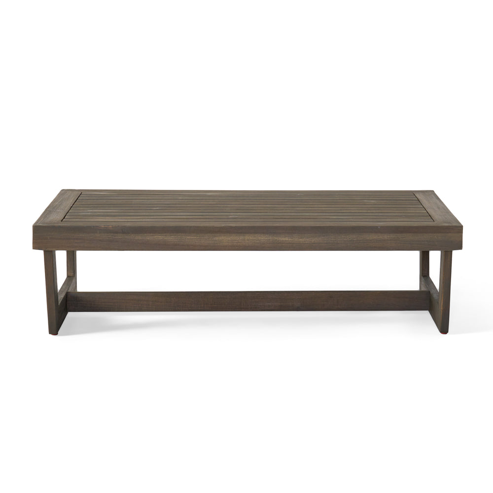 English Elm Christopher Knight Home® - SHERWOOD Coffee Table Grey Wood Outdoor Slatted Top, Quick-Dry, Spacious Rectangular Surface, Sturdy Base 64869.00GRY