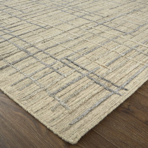 Feizy Rugs Kirkwood Hand Woven Viscose/Wool Rug With High-low Pile, Abstract Design For Elegant Home Decor Tan,Silver Viscose,Wool T08t8001bgeslvp00