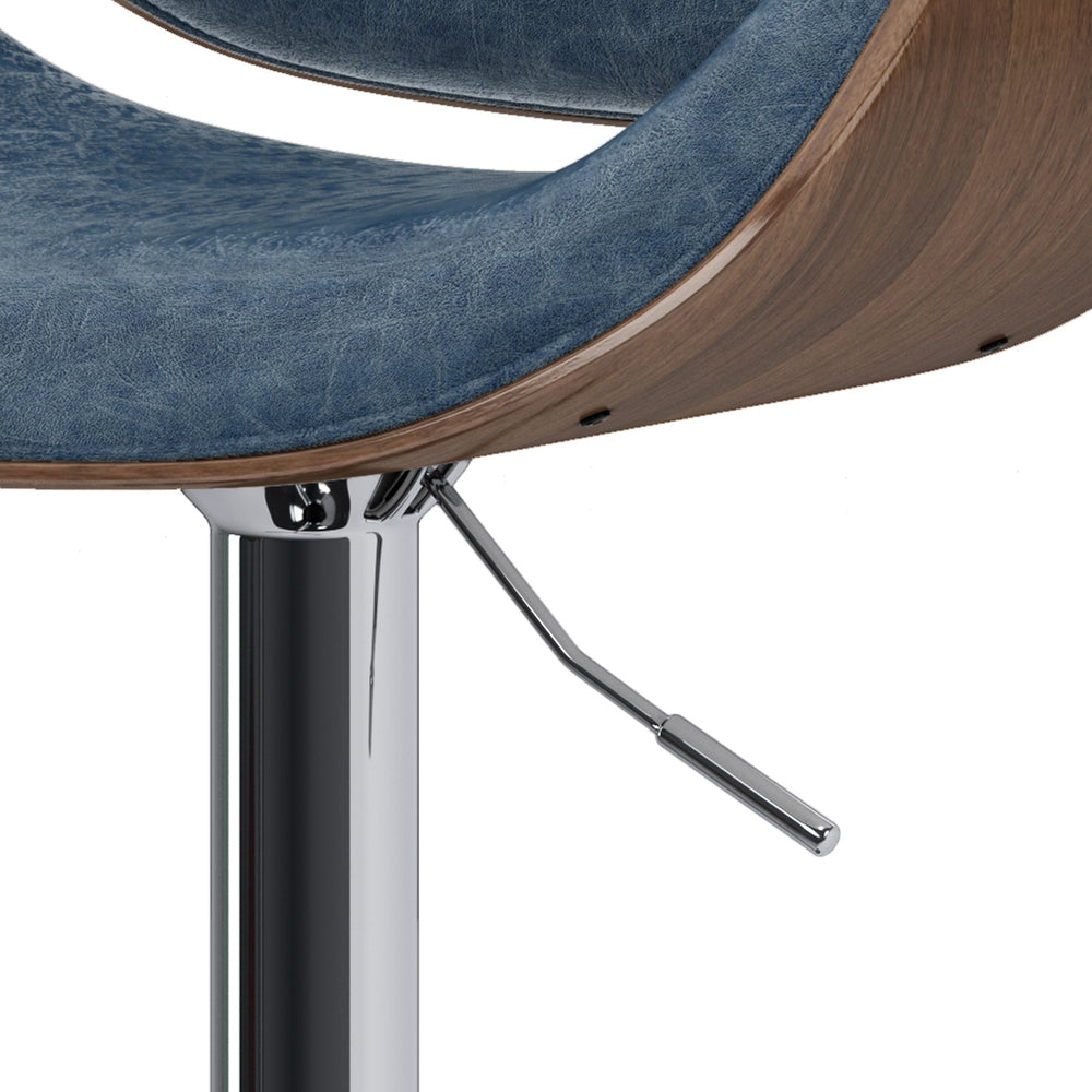 English Elm Marana Bentwood Adjustable Swivel Bar Stool - Distressed Blue With Chrome Base For Modern Spaces B136P158928