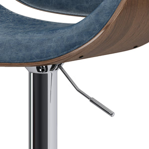 English Elm Marana Bentwood Adjustable Swivel Bar Stool - Distressed Blue With Chrome Base For Modern Spaces B136P158928