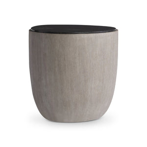 Bernhardt Bernhardt Croft Side Table — 1970S-Inspired Drum Form, Forry Wood-Grain Resin Base With Bluestone Top, Compact Sculptural Accent 338128