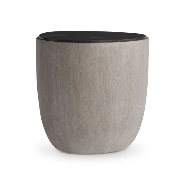 Bernhardt Bernhardt Croft Side Table — 1970S-Inspired Drum Form, Forry Wood-Grain Resin Base With Bluestone Top, Compact Sculptural Accent 338128