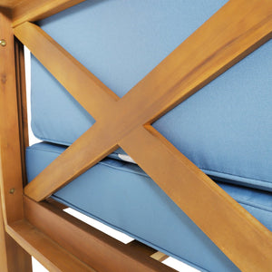 English Elm Brava Solid Acacia Cross-back Outdoor Corner Chair with Water-resistant Cushion 64489.00BLU