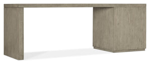 Hooker Furniture Linville 84" Desk With File Cabinet, Smoked Gray Mink Oak Veneers, Floating-Ready Modern Workstation Medium Wood 6150-10915-85
