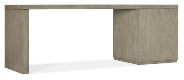 Hooker Furniture Linville 84" Desk With File Cabinet, Smoked Gray Mink Oak Veneers, Floating-Ready Modern Workstation Medium Wood 6150-10915-85