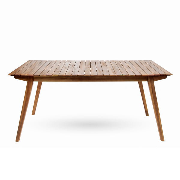English Elm Outdoor Acacia Wood Rectangular Patio Dining Table Seats Six with Teak Finish 60388.00