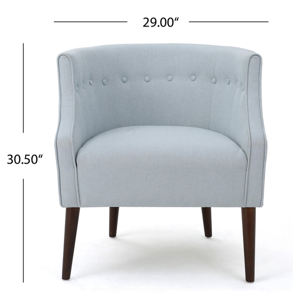 English Elm Club Chair Barrel Silhouette Button Tufted Fabric Accent Seat with Tapered Birch Legs 60007.00LSKY