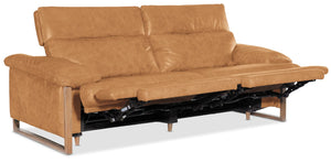 Hooker Furniture Jericho Oversized Power Sofa In Dallas Toffee Leather With Sleigh Frame, Usb & Power Headrest 43.20 L x 89.30W x 32.20H SS461-PH025-087