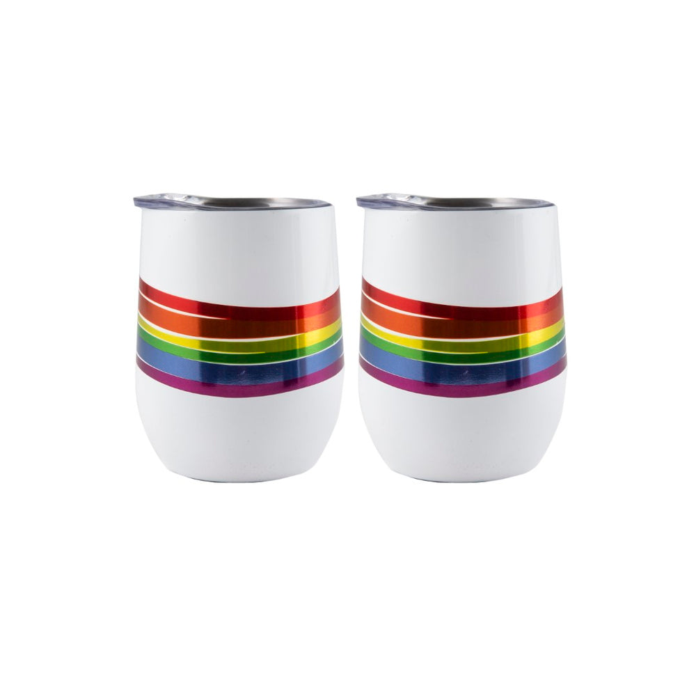 Lenox Cambridge 12 Oz Rainbow Stripe Wine Tumblers, White, Set of 2 NO COLOR METAL EPRD30CB2DS
