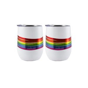 Lenox Cambridge 12 Oz Rainbow Stripe Wine Tumblers, White, Set of 2 NO COLOR METAL EPRD30CB2DS