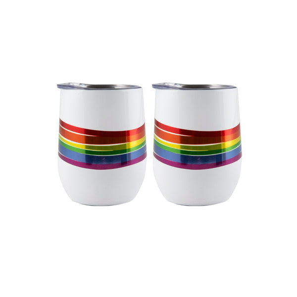Lenox Cambridge 12 Oz Rainbow Stripe Wine Tumblers, White, Set of 2 NO COLOR METAL EPRD30CB2DS