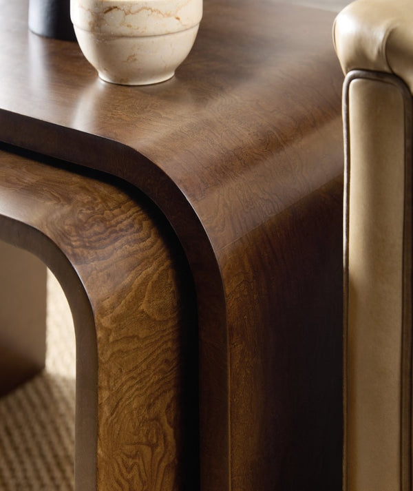 Hooker Furniture Archives Nesting Tables With Classic Walnut Ash Burl Veneer, 2-Piece Space-Saving End Tables Set 6123-80313-89