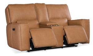 Hooker Furniture Miles Zero Gravity Console Loveseat With Semi-Aniline Leather, Power Headrests, Usb Port & Storage 41.00 L x 75.00W x 41.50H SS727-PHZC2-084