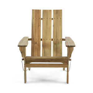 English Elm Zuma Solid Acacia Foldable Adirondack Chair Rustic Outdoor Lounger for Deck or Patio Natural 68319.00NTLS