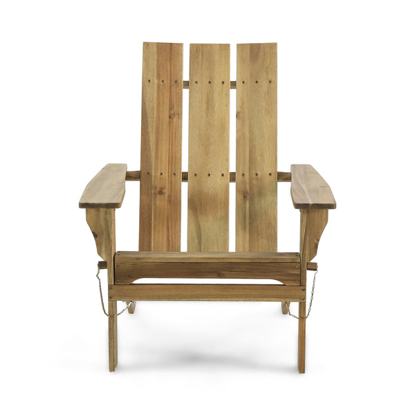 English Elm Zuma Solid Acacia Foldable Adirondack Chair Rustic Outdoor Lounger for Deck or Patio Natural 68319.00NTLS
