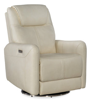 Hooker Furniture Steffen Zero-Gravity Swivel Power Recliner With Adjustable Motorized Headrest, Usb Charging, Top-Grain Leather Beige RC601-PHSZ-003