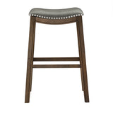 Homelegance By Top-Line Hugues Faux Leather Saddle Seat Backless Stool Grey Veneer