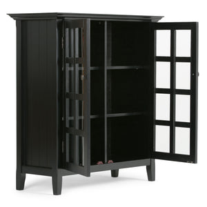 English Elm Acadian 39" Wide Solid Wood Transitional Storage Cabinet With Glass Doors, Adjustable Shelves & Style B136P159677