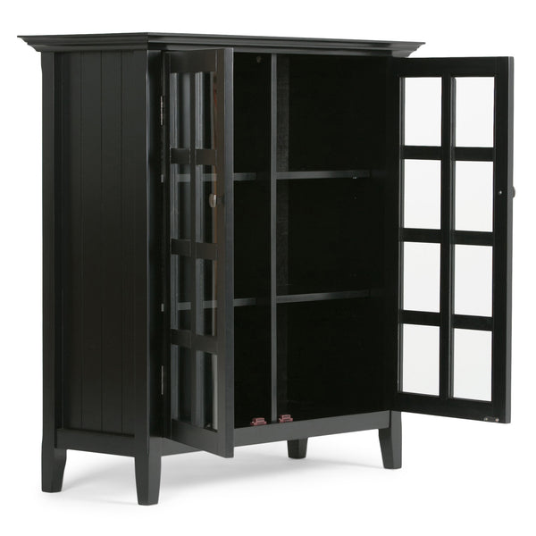 English Elm Acadian 39" Wide Solid Wood Transitional Storage Cabinet With Glass Doors, Adjustable Shelves & Style B136P159677