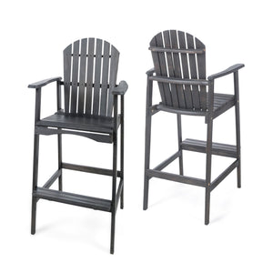 English Elm Outdoor Solid Acacia Wood Adirondack Barstools Set of 2 for Patio Deck Entertaining 61680.00DGRY