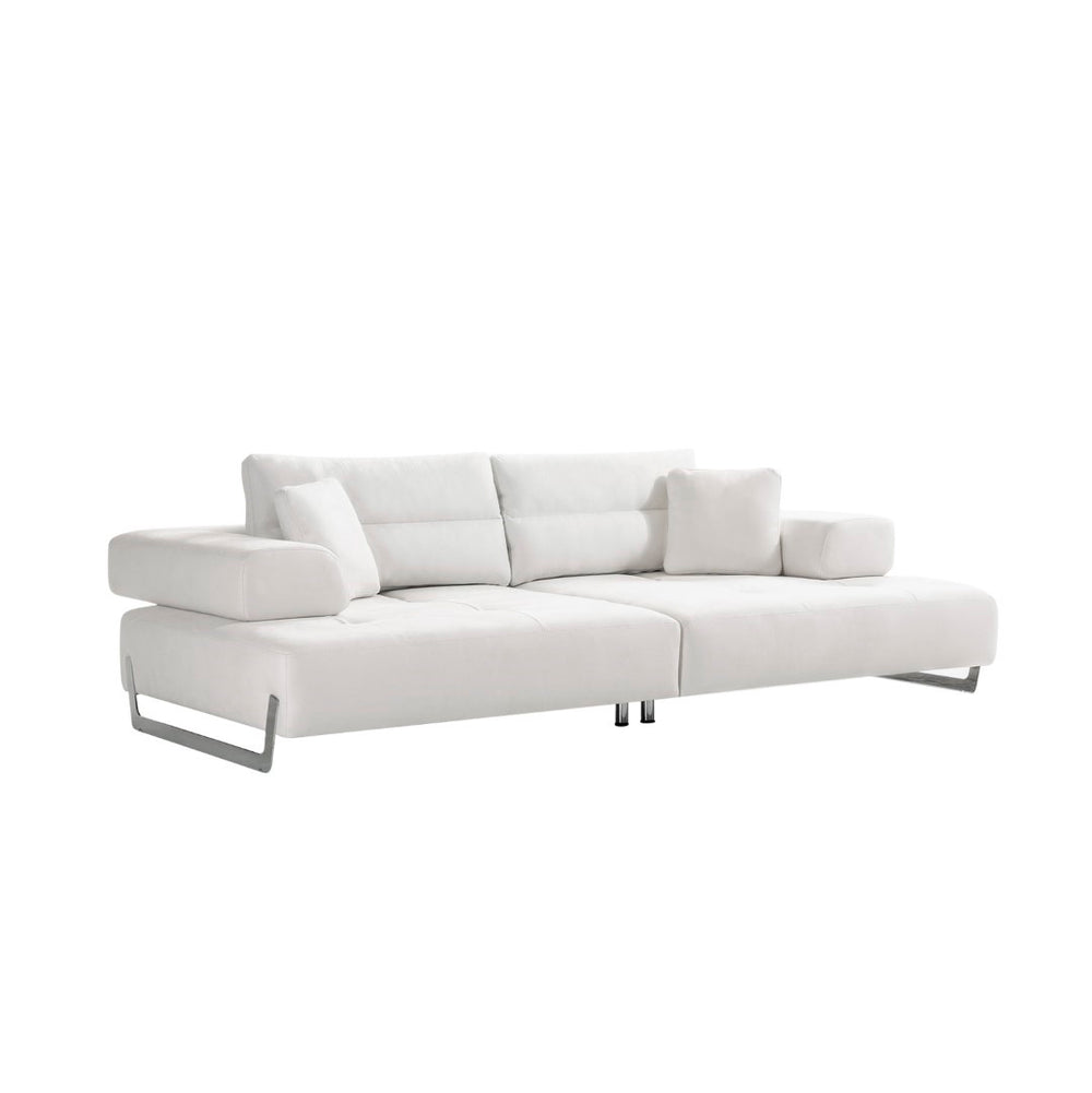 Pasargad Home Ravenna Modern Faux Suede Sofa With Sliding Backrest & Armrests For Ultimate Comfort White Faux Suede Pslm-012-3
