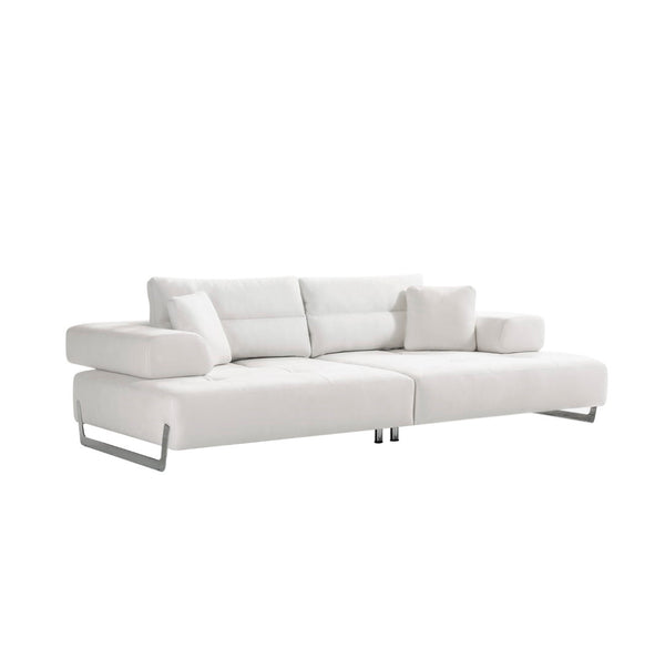 Pasargad Home Ravenna Modern Faux Suede Sofa With Sliding Backrest & Armrests For Ultimate Comfort White Faux Suede Pslm-012-3