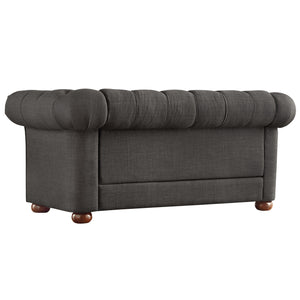 Homelegance By Top-Line Pietro Tufted Chesterfield Loveseat Dark Grey Linen