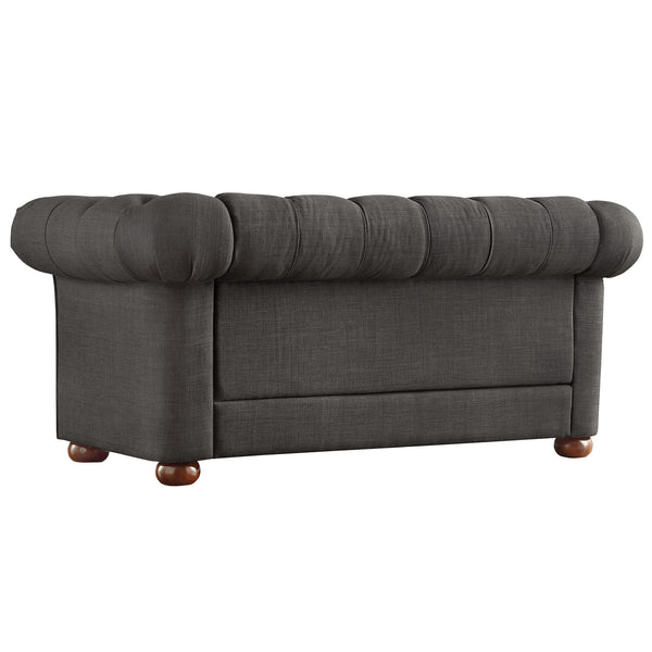 Homelegance By Top-Line Pietro Tufted Chesterfield Loveseat Dark Grey Linen