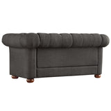 Homelegance By Top-Line Pietro Tufted Chesterfield Loveseat Dark Grey Linen