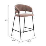 Josephine Counter Stool - Set of 2 Brown 109672 Zuo Modern