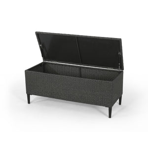 English Elm Rupert Outdoor Resin Wicker Storage Unit for Patio Pool Gear and Entertaining Essentials 62262.00GRY