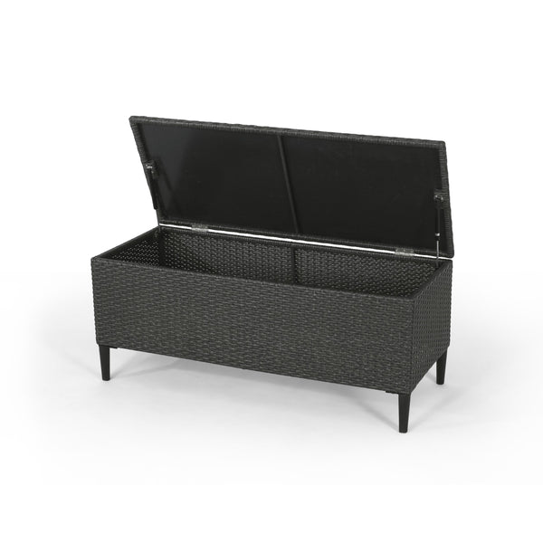 English Elm Rupert Outdoor Resin Wicker Storage Unit for Patio Pool Gear and Entertaining Essentials 62262.00GRY