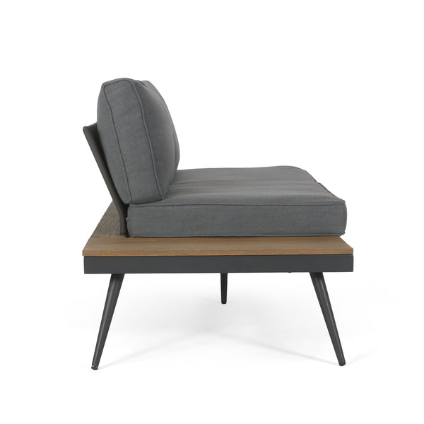 English Elm Norfolk Outdoor Left Sectional Seat with Mesh Back and Faux Wood Aluminum Frame 62750.00LGRY