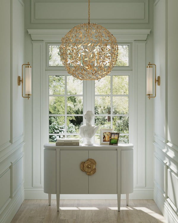 Currey & Company Secret Garden Gold Orb Chandelier - Elegant Biophilic Lighting With Handcrafted Crystal Accents Gold Crystal ,Wrought Iron 9000-1289-currey-company