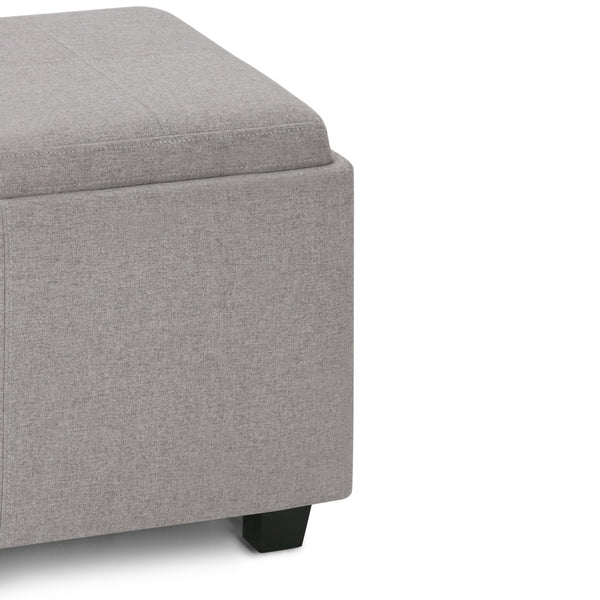 English Elm Avalon Storage Ottoman - Cloud Grey Linen Look With Flip-Over Trays, Stylish Seating & Storage Solution B136P158111
