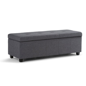 English Elm Castleford Storage Ottoman with Hidden Storage and Tufted Vegan Faux Leather Bench for Entryway Dark Gray B136P158182