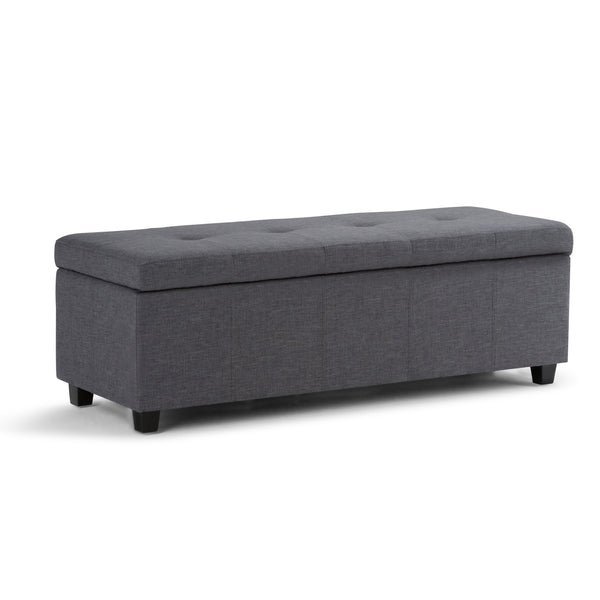 English Elm Castleford Storage Ottoman with Hidden Storage and Tufted Vegan Faux Leather Bench for Entryway Dark Gray B136P158182