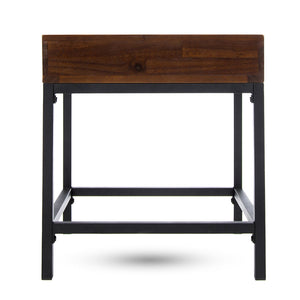 English Elm Christopher Knight Home® - STORAGE Dark Oak Side Table with Industrial Metal Frame, Sustainable Acacia Wood, Compact 22"H x 20"W 61360.00