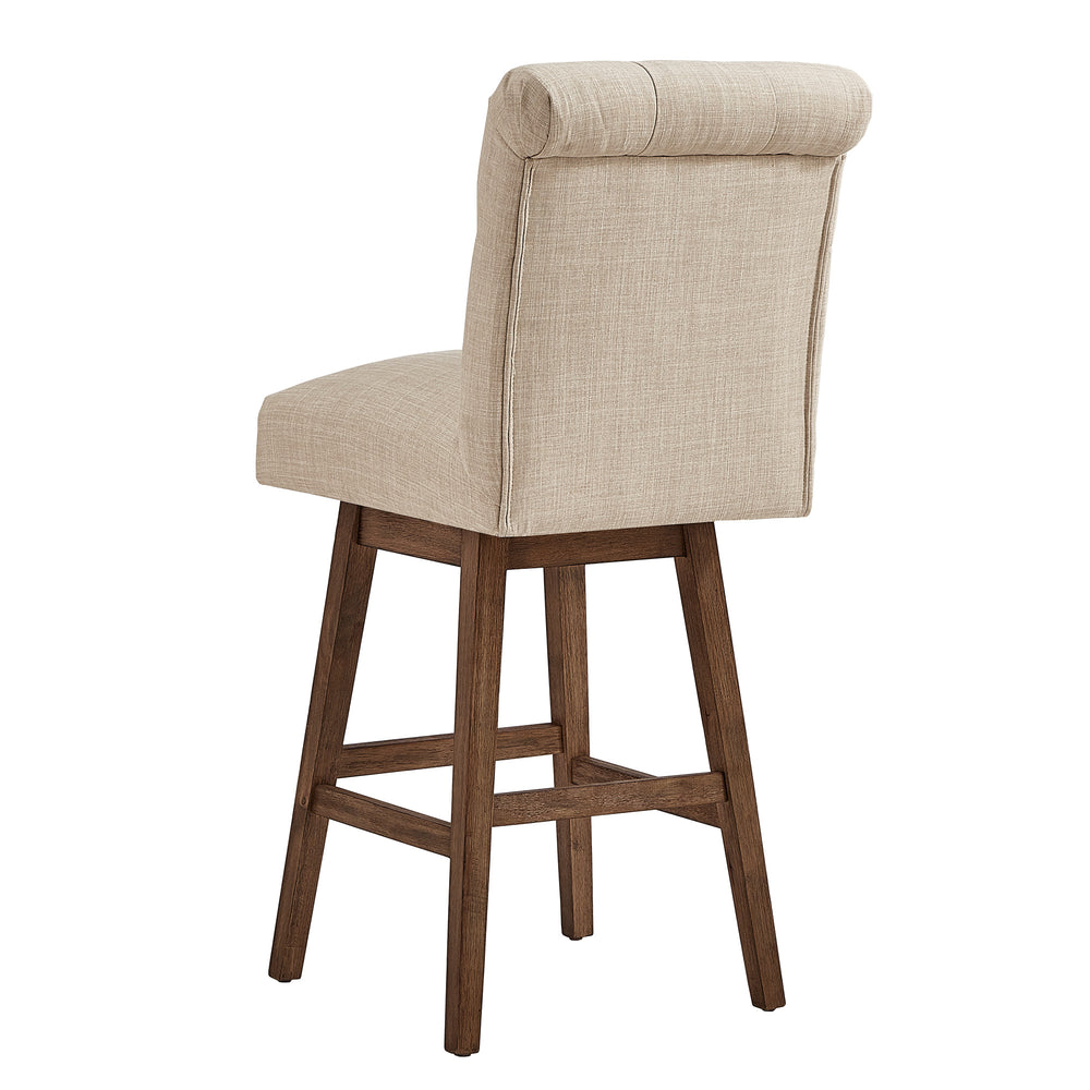 Homelegance By Top-Line Jacinta Tufted Linen Upholstered Swivel Stools (Set of 2) Brown Rubberwood