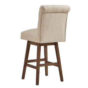 Homelegance By Top-Line Jacinta Tufted Linen Upholstered Swivel Stools (Set of 2) Brown Rubberwood