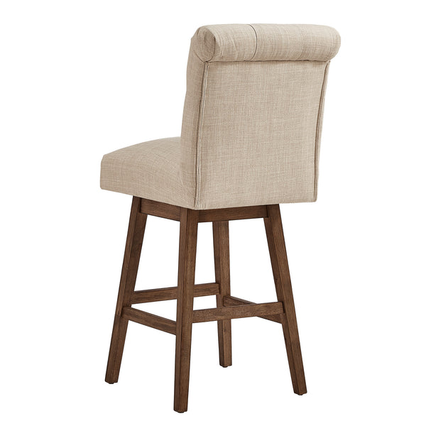 Homelegance By Top-Line Jacinta Tufted Linen Upholstered Swivel Stools (Set of 2) Brown Rubberwood