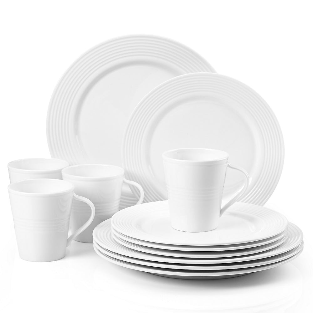 Lenox Tin Can Alley Seven 12-piece Dinnerware Set White, WHITE PORCELAIN 6387237
