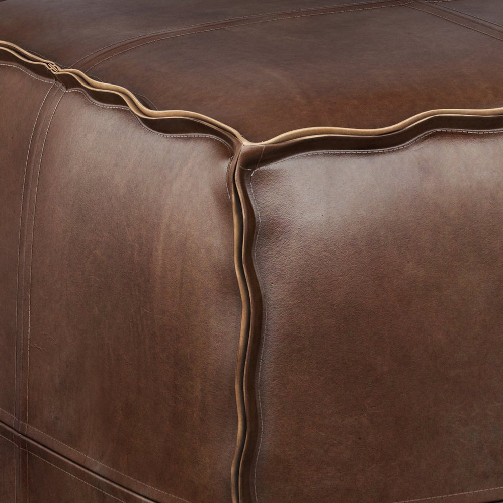 English Elm Brody Square Pouf - Versatile Distressed Dark Brown Vegan Leather Ottoman For Stylish Living Spaces B136P159281