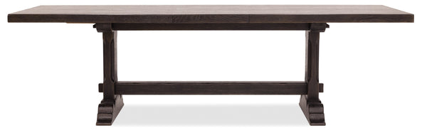 Hooker Furniture Driftwood Expandable Oak Dining Table Burnt Timber Finish Double Pedestal Seats Twelve 42.00L x 86.00W x 30.00H 6820-75200-99