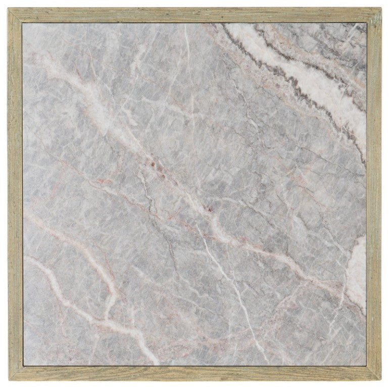 Hooker Furniture Surfrider Square Cocktail Table With Driftwood Hardwood Base, Honed Stone Veneer Top, Coastal Charm 6015-80111-80