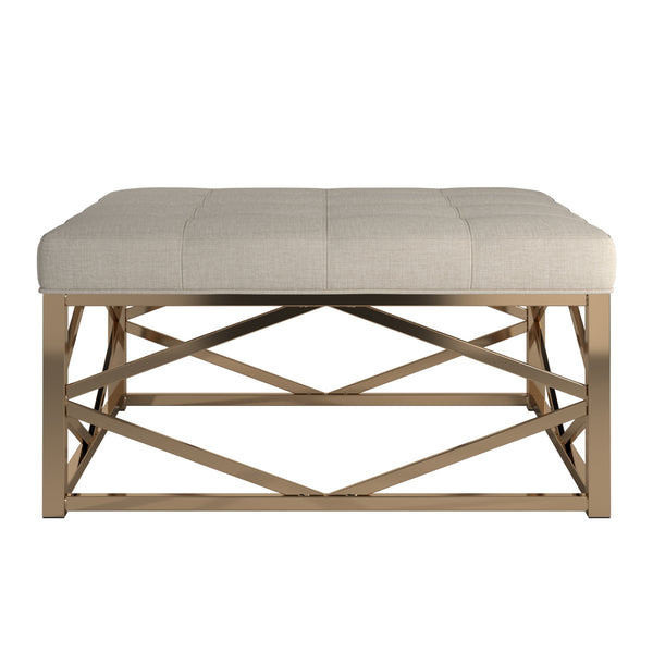 Homelegance By Top-Line Siobhan Champagne Gold Geometric Base Ottoman Champagne Gold Metal