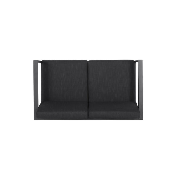 English Elm Christopher Knight Home® - NAVAN Dark Gray 3-Piece Outdoor Chat Set — Aluminum Frame, Compact 52.5"L x 31"W x 23.9"H Comfortable Seating 63056.00DGY