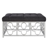 Homelegance By Top-Line Siobhan Chrome Quatrefoil Base Square Ottoman Chrome Metal