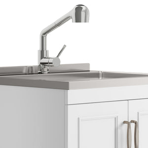 English Elm Cardinal 28" Laundry Cabinet With Deep Stainless Steel Sink & Pull-Out Faucet For Easy Cleanup B136P158792