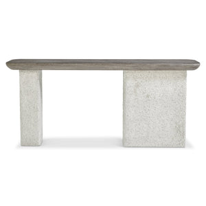 Bernhardt Bernhardt Monolith Console Table With Wire-Brushed Oak Top & Faux Stone Column Bases, 72" Wide 343915